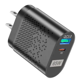 65W Type C Wall Charger with PD & QC3.0 for iPhone, Samsung, Switch, MacBook, iPad