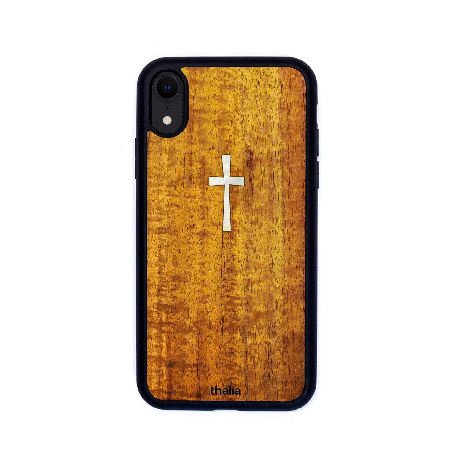 AAA Curly Hawaiian Koa & Cross MOP | iPhone Case