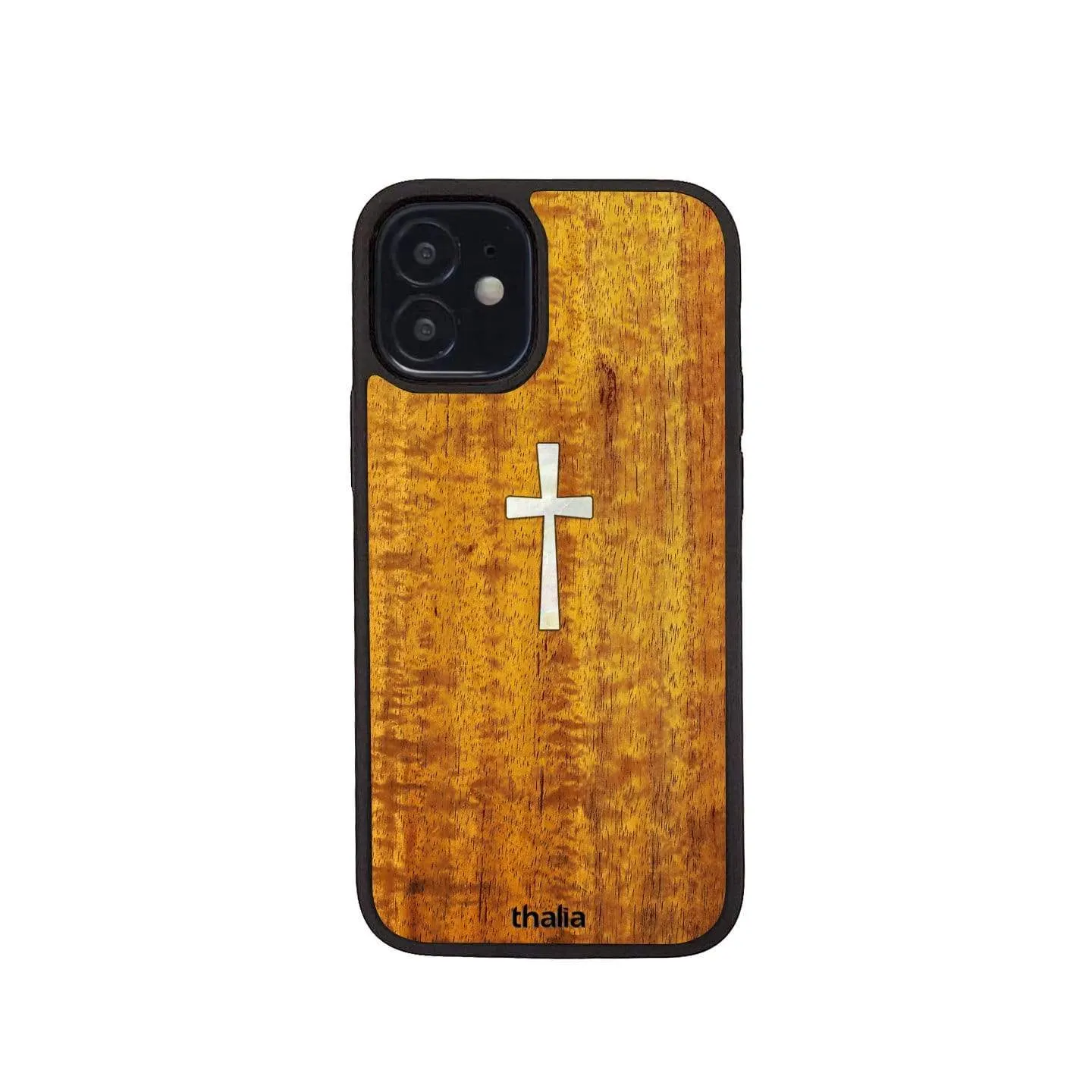 AAA Curly Hawaiian Koa & Cross MOP | iPhone Case