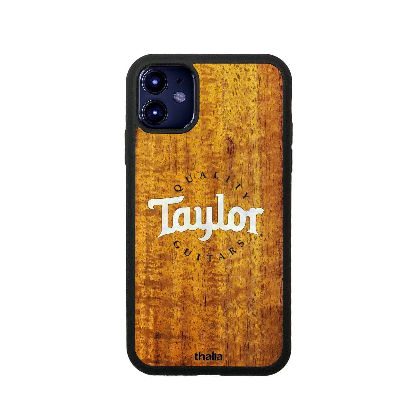 AAA Curly Hawaiian Koa & Taylor Pearl Logo | iPhone Case