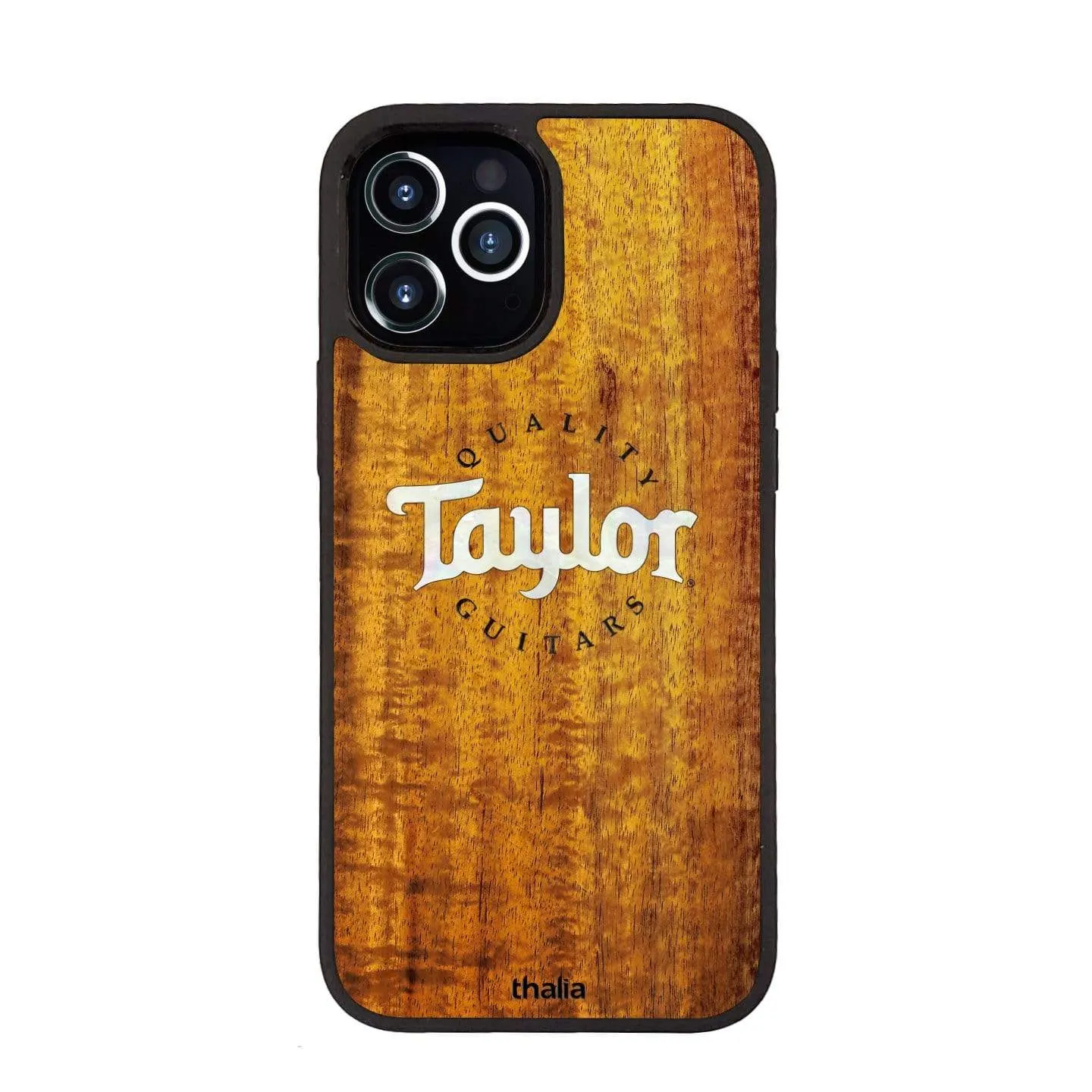 AAA Curly Hawaiian Koa & Taylor Pearl Logo | iPhone Case