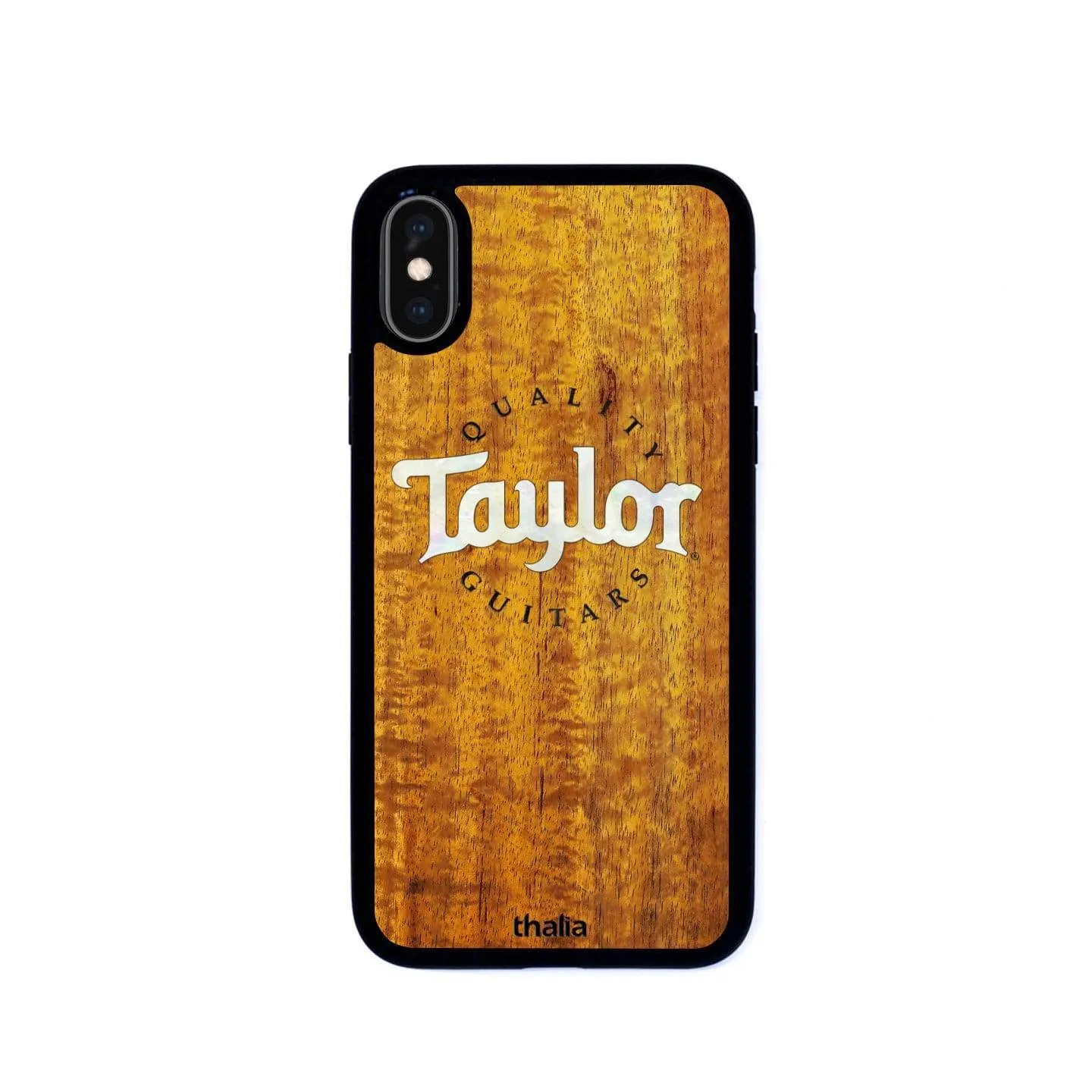 AAA Curly Hawaiian Koa & Taylor Pearl Logo | iPhone Case