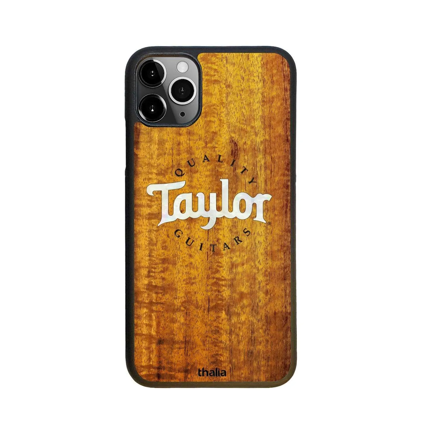 AAA Curly Hawaiian Koa & Taylor Pearl Logo | iPhone Case