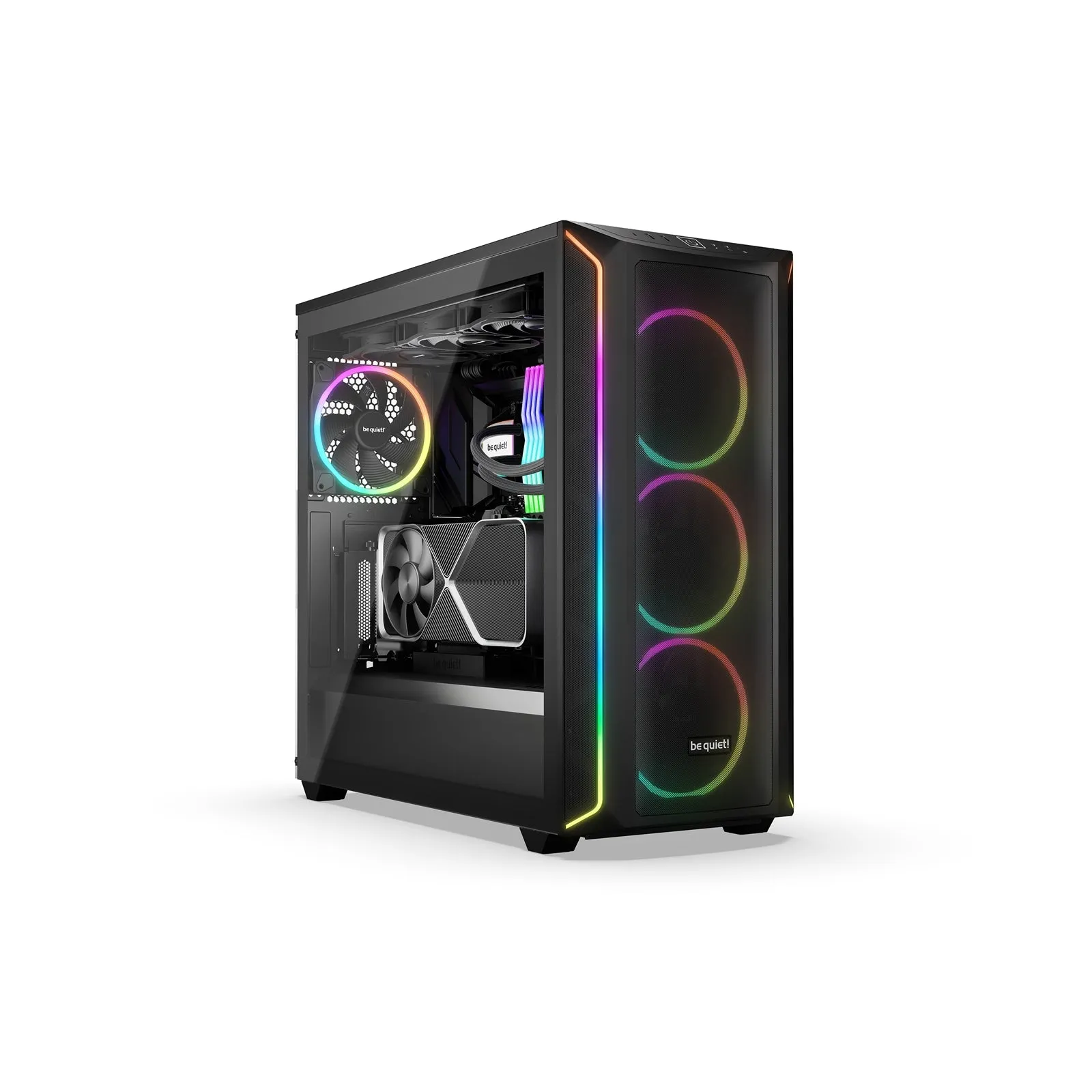 Be Quiet! Shadow Base 800 FX RGB Gaming Case w/ Glass Window, E-ATX, ARGB Front Strips & Controller, 4x ARGB Fans & Hub, Mesh Airflow, USB-C, Black