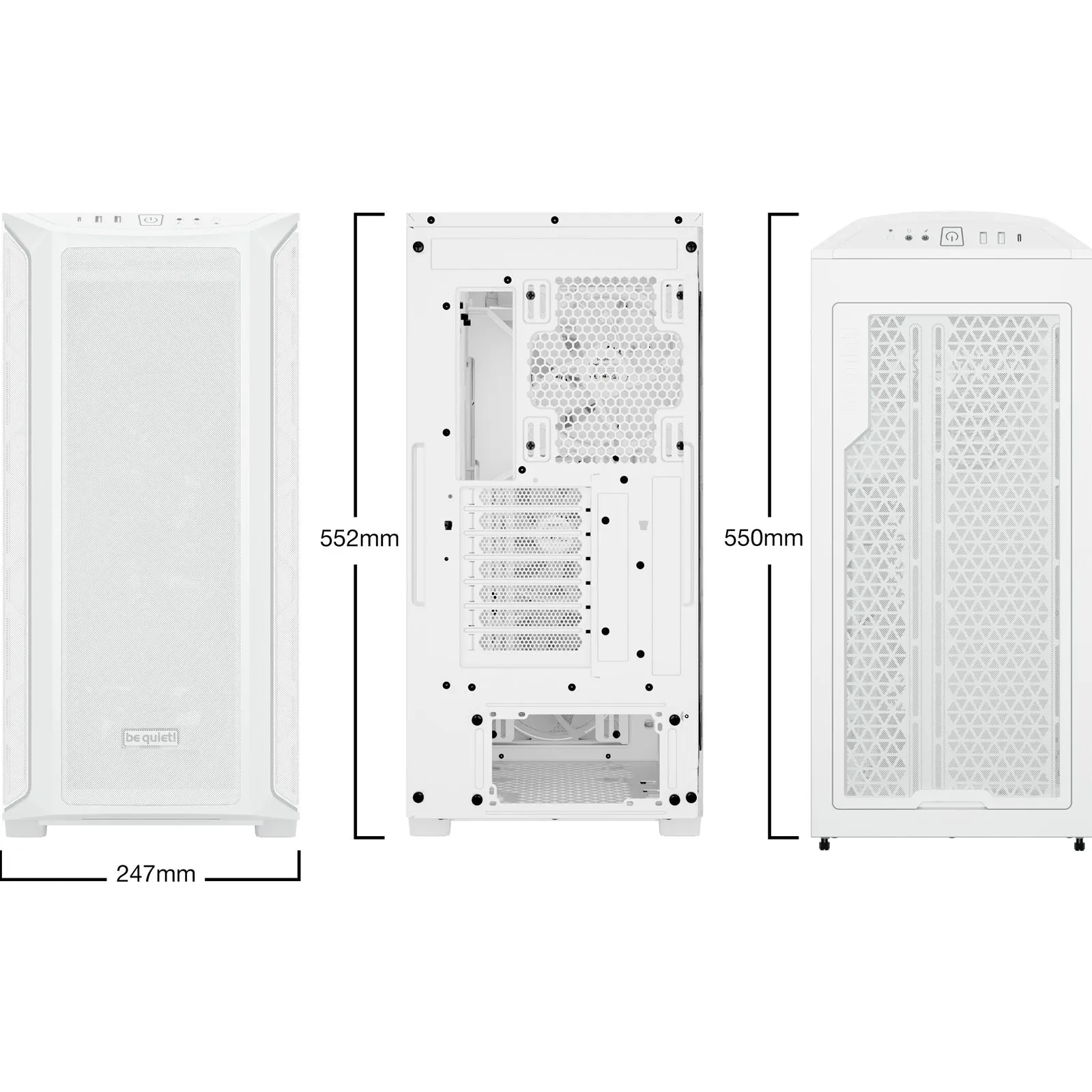 Be Quiet! Shadow Base 800 FX RGB Gaming Case w/ Glass Window, E-ATX, ARGB Front Strips & Controller, 4x ARGB Fans & Hub, Mesh Airflow, USB-C, White