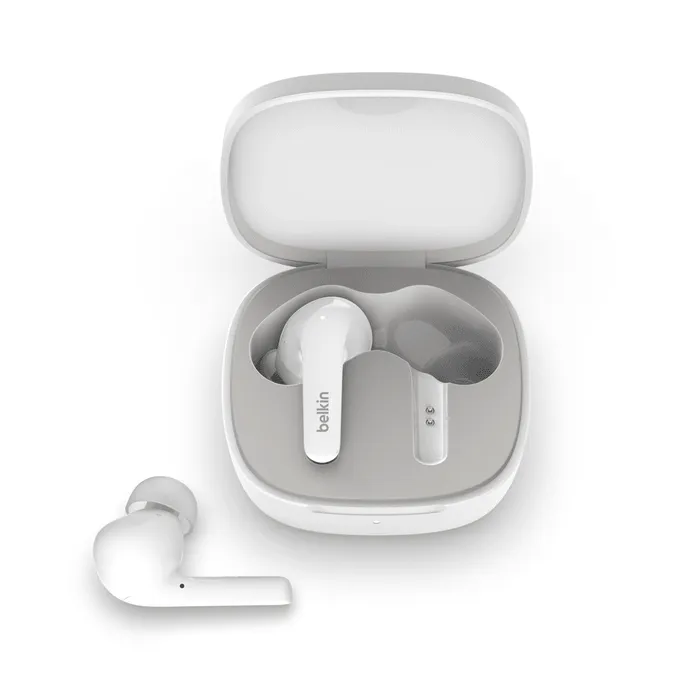 Belkin SOUNDFORM Flow ANC TWS Earbuds Clear Sound & Comfort - White & Black