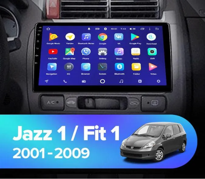 Car Dealz 10.2" Android 10.0 Honda Jazz 1 GD 2001 - 2009 In Dash Plus OEM Fascia