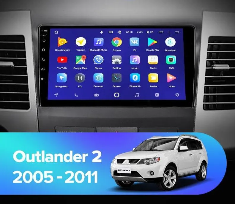 Car Dealz 10.2" Android 10.0 Mitsubishi Outlander 2 2005-2011 In Dash Plus OEM Fascia