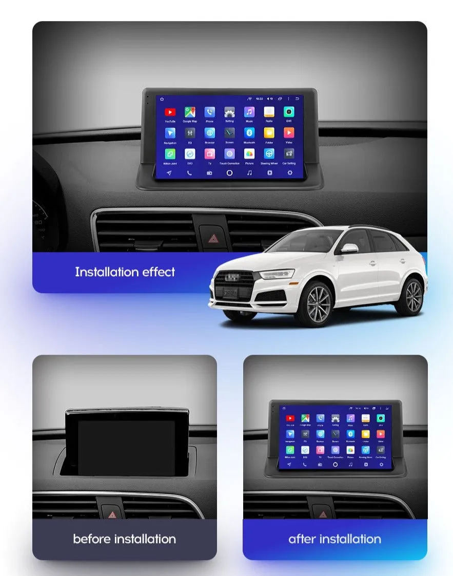 Car Dealz 10.2" Android 8.1 For Audi Q3 1 8U 2011 – 2018 GPS Bluetooth Car Player Navigation Radio Stereo DVD Head Unit In Dash Plus OEM Fascia