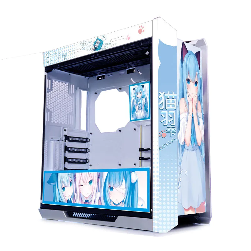 Case ASUS ROG Strix Helios GX601 Custom Cat Feather Shizuku Theme, Mid Tower, white/pattern