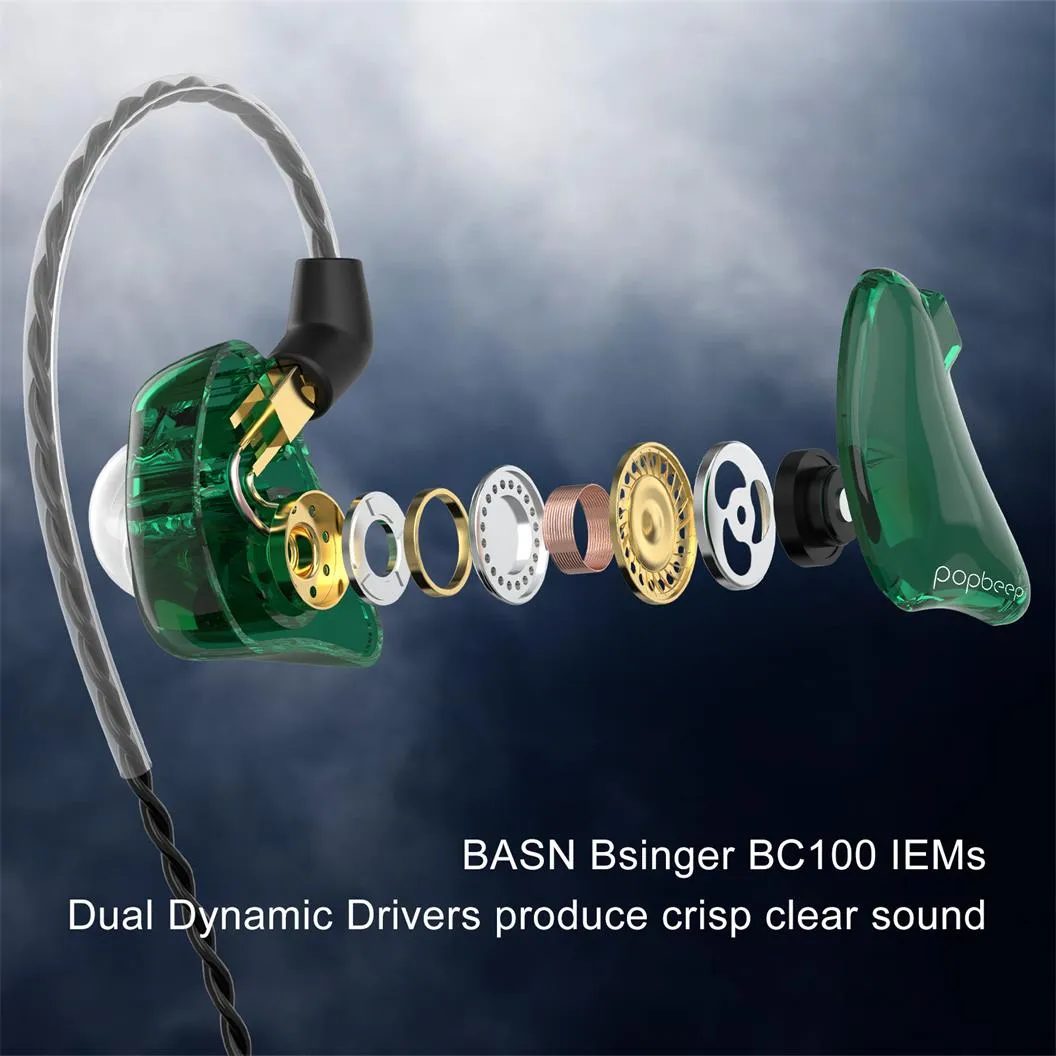 Clearance Sale-Popbeep Bsinger BC100 In-Ear Monitor Headphones (Green)