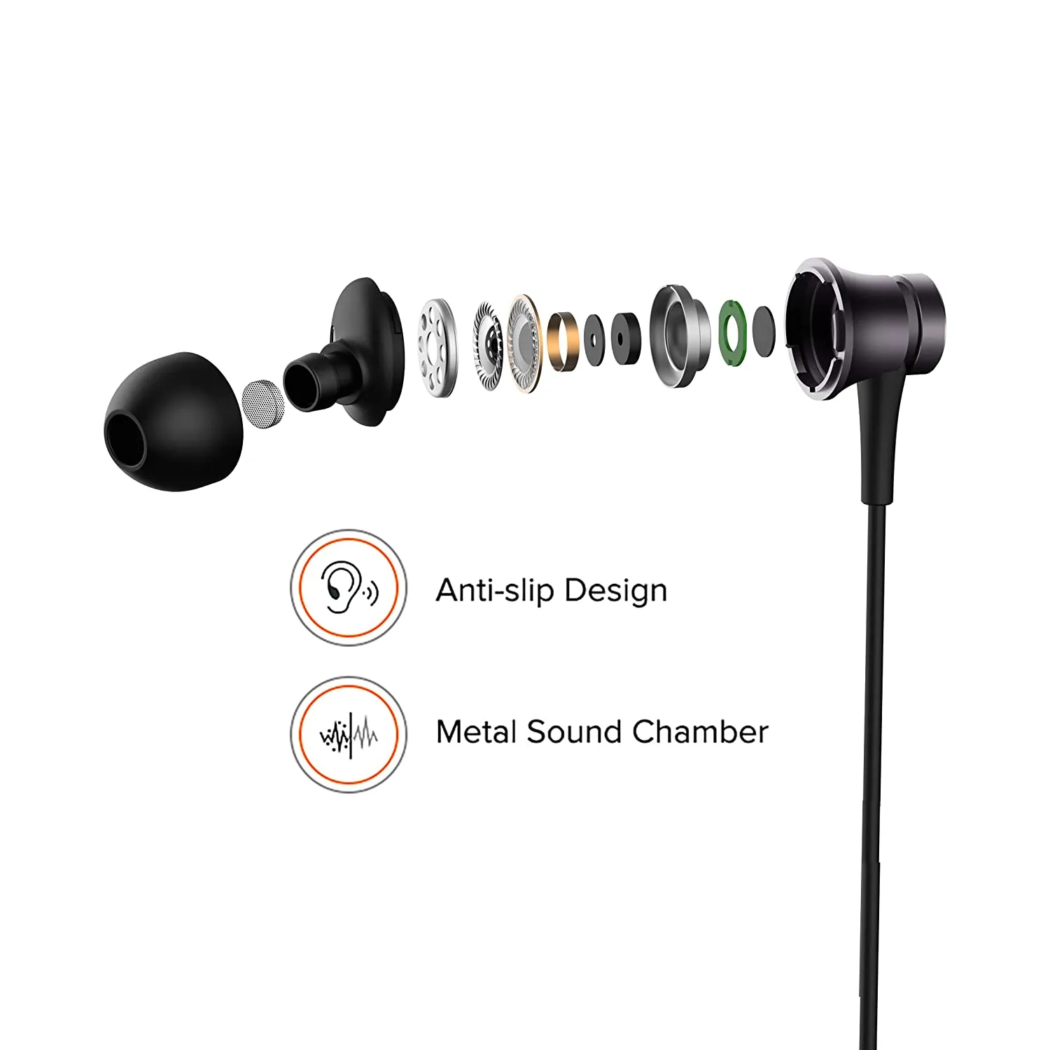 Earphones, Xiaomi Mi Wired in Ear with Mic Basic Headphone | Aluminum Alloy Sound Chamber | Ultra Deep Bass  (Black)