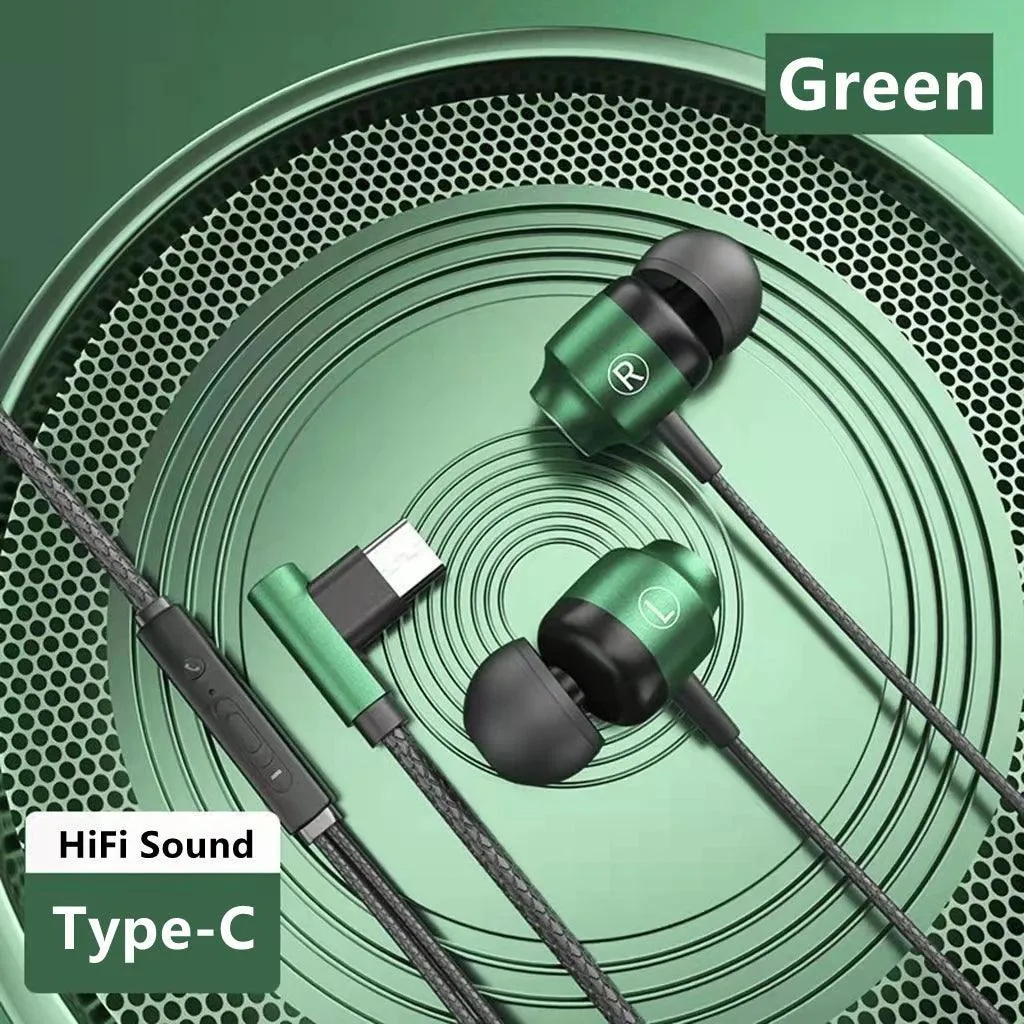 Enhanced Gaming Wired Earphones: Premium Green Metal Gaming Earbuds for Immersive Play