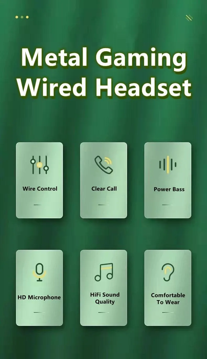 Enhanced Gaming Wired Earphones: Premium Green Metal Gaming Earbuds for Immersive Play