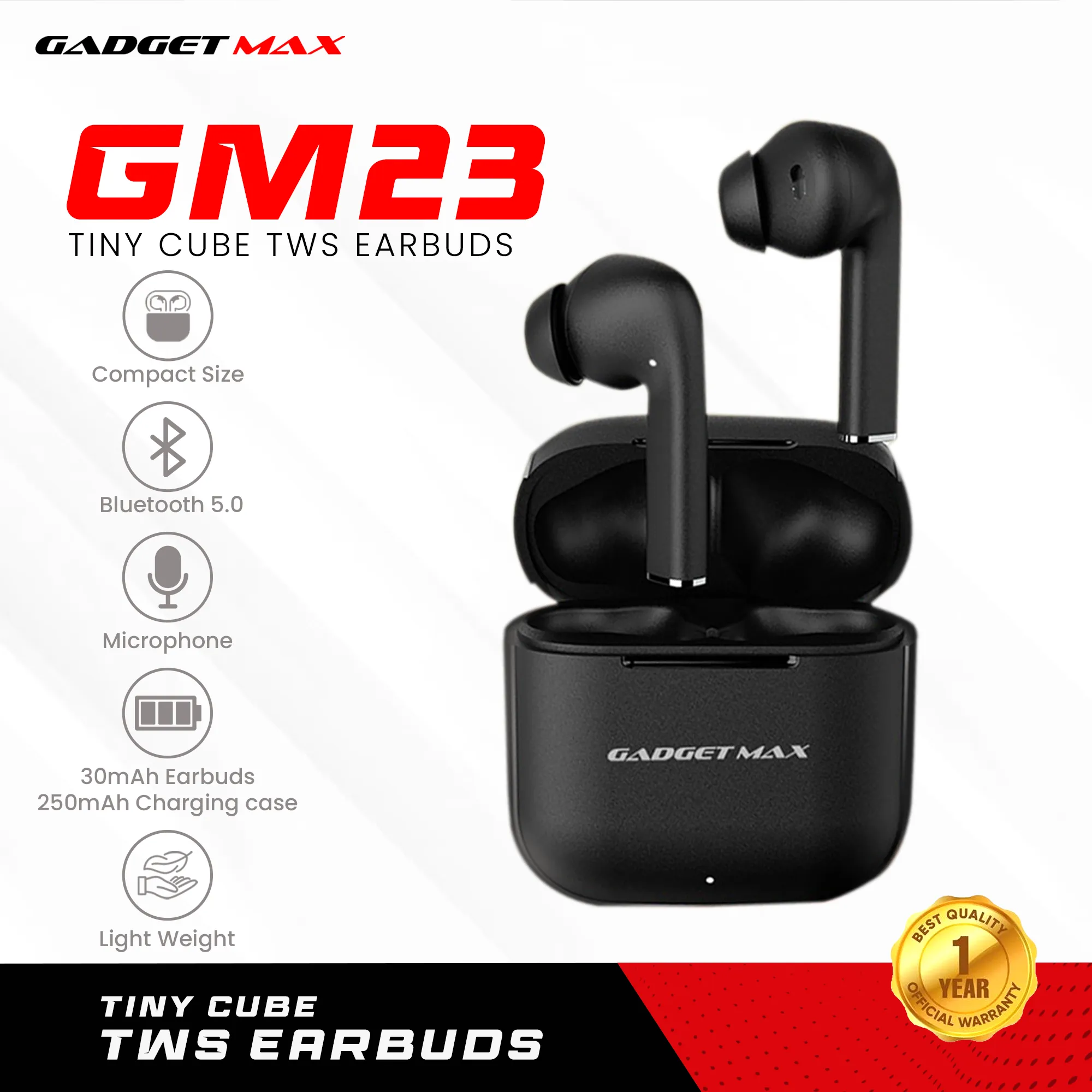 GADGET MAX GM23 TINY CUBE TWS Earbuds - BLACK