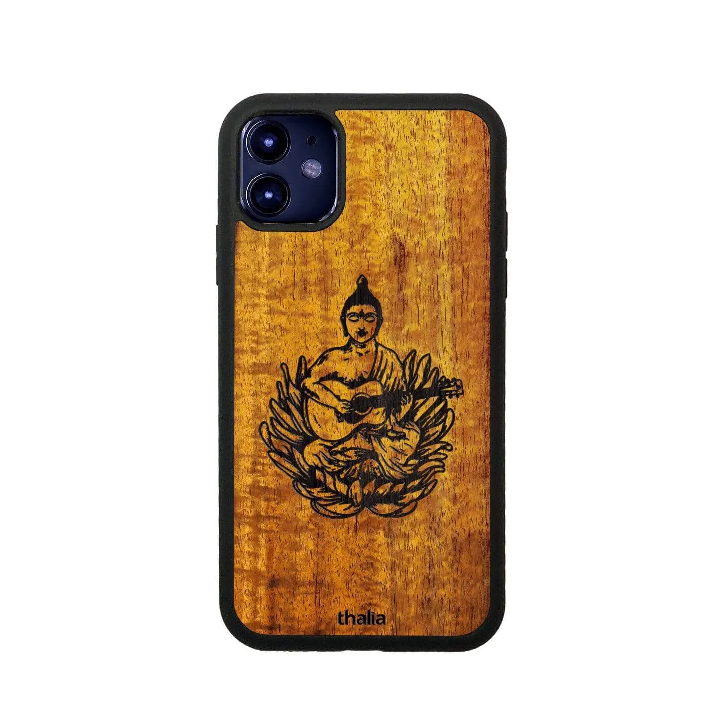 Hawaiian Koa & Buddha Playing OM Guitar Engraving | iPhone Case