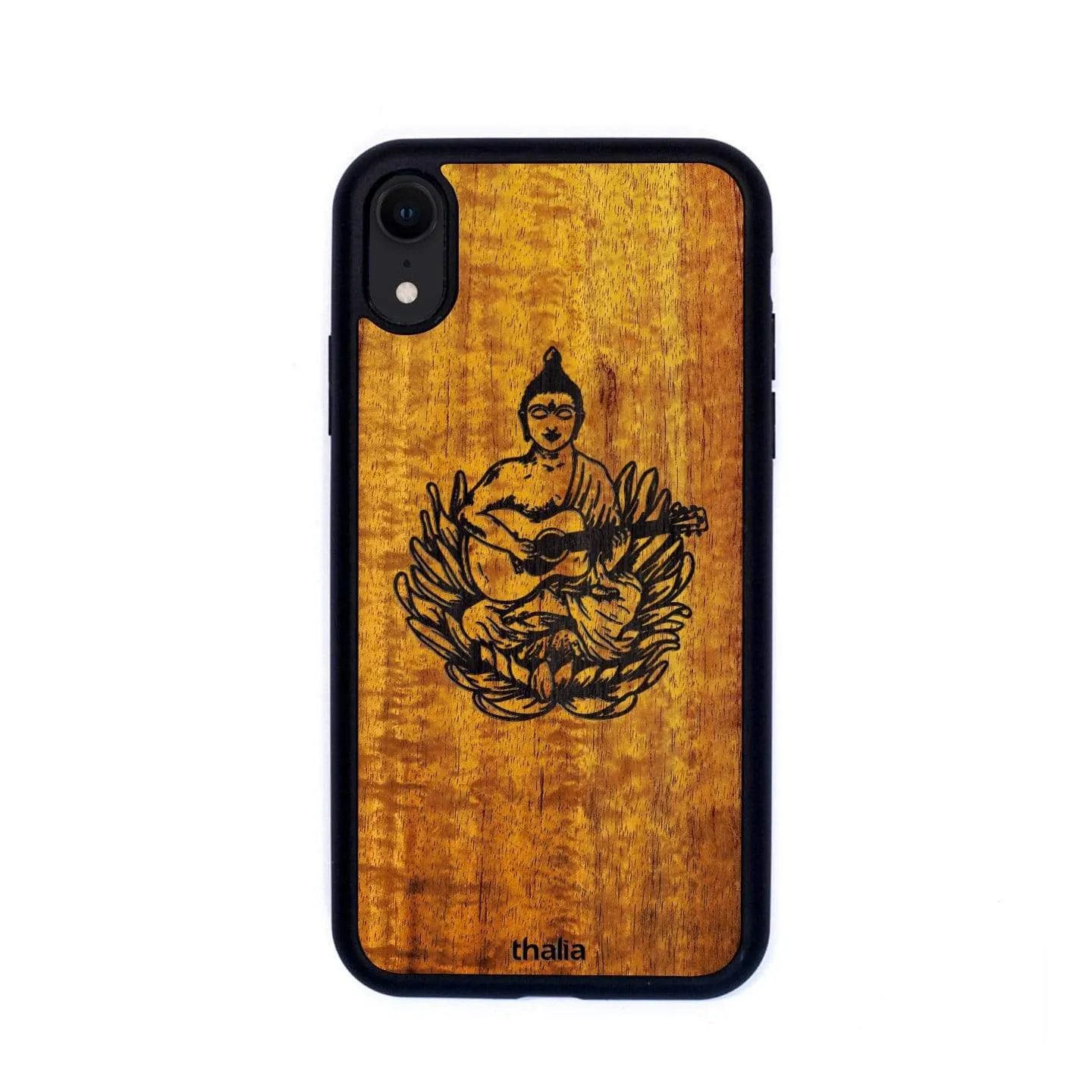 Hawaiian Koa & Buddha Playing OM Guitar Engraving | iPhone Case