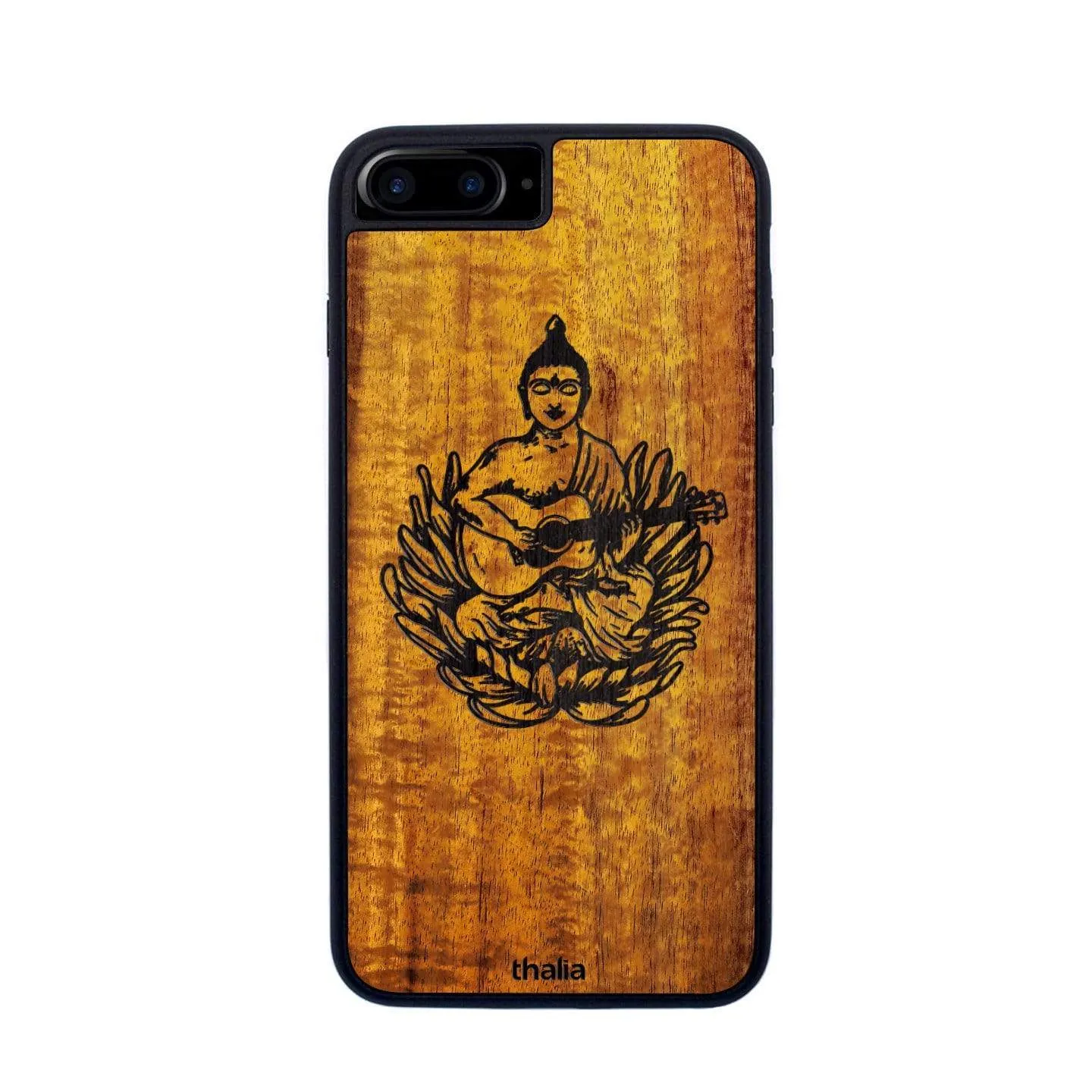 Hawaiian Koa & Buddha Playing OM Guitar Engraving | iPhone Case