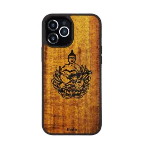 Hawaiian Koa & Buddha Playing OM Guitar Engraving | iPhone Case