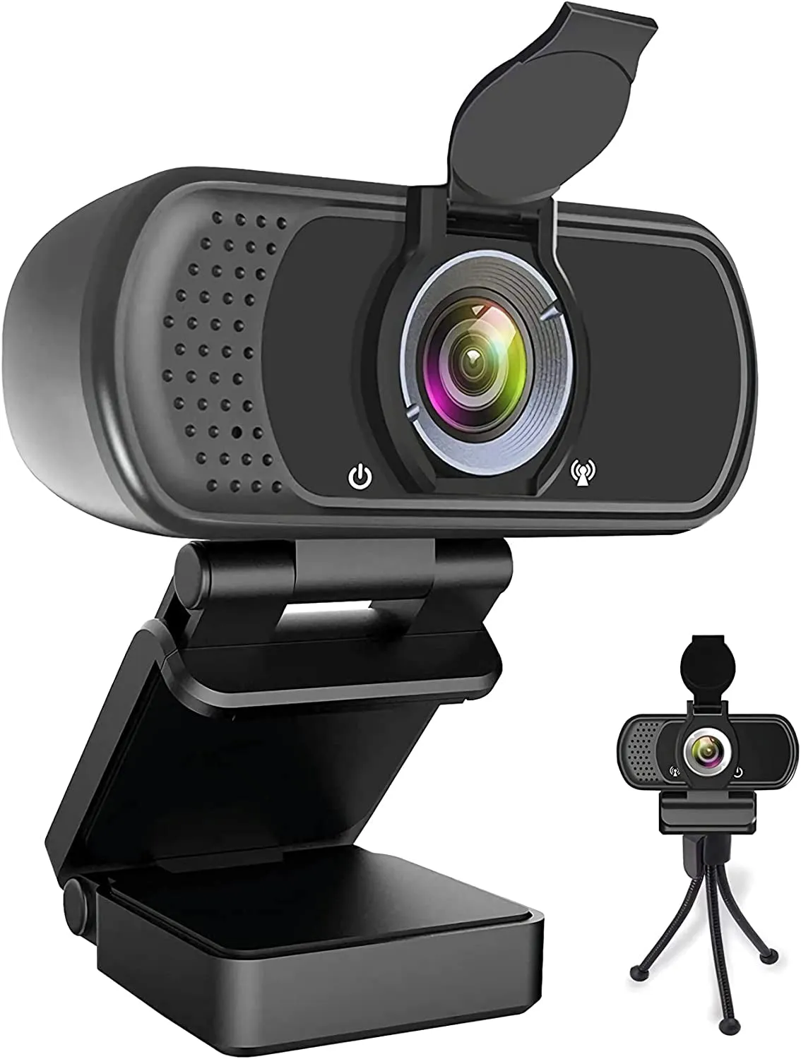 HZQDLN Webcam HD 1080P,Webcam with Microphone, USB Desktop Laptop Camera with 110 Degree Widescreen,Stream Webcam for Calling, Recording,Conferencing, Gaming,Webcam with Privacy Shutter and Tripod