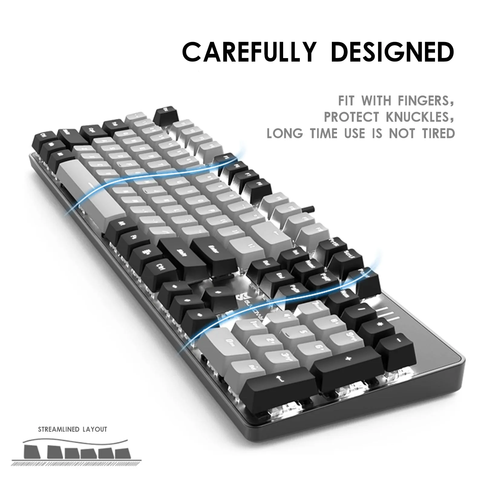 J9-Series Wired 104-Key Anti-Ghosting Blue Switch Mechanical Gaming Keyboard with Blue LED Backlit