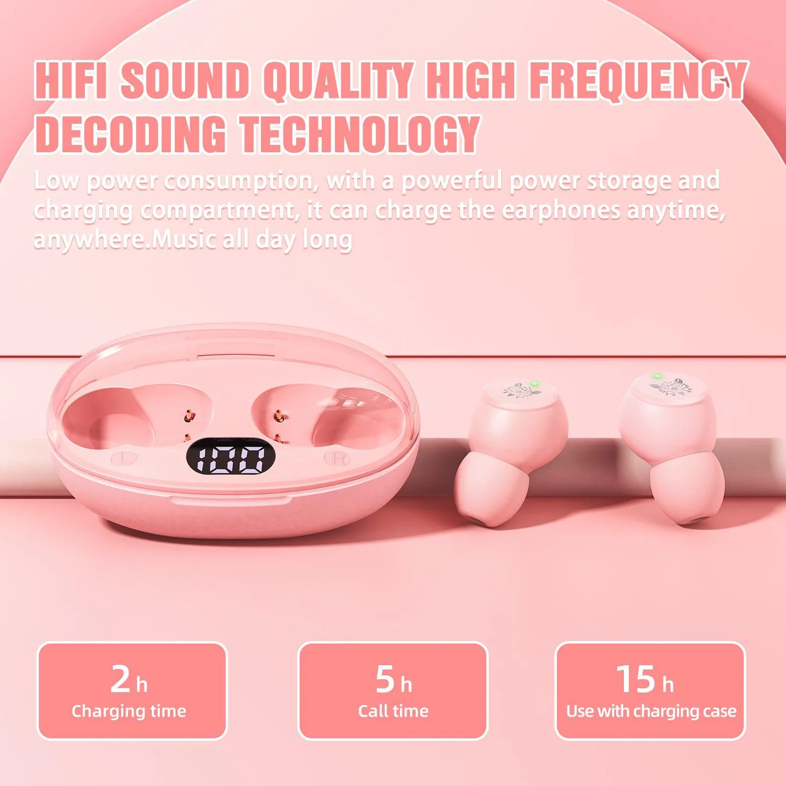 ONIKUMA T305 TWS Wireless Bluetooth V5.3 Earbuds, Digital Display Noise Reduction Fast Charging Earphone