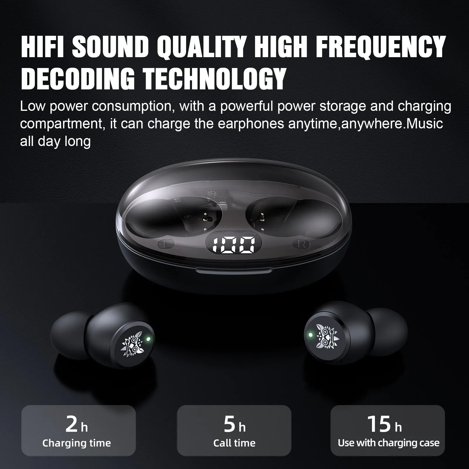 ONIKUMA T305 TWS Wireless Bluetooth V5.3 Earbuds, Digital Display Noise Reduction Fast Charging Earphone