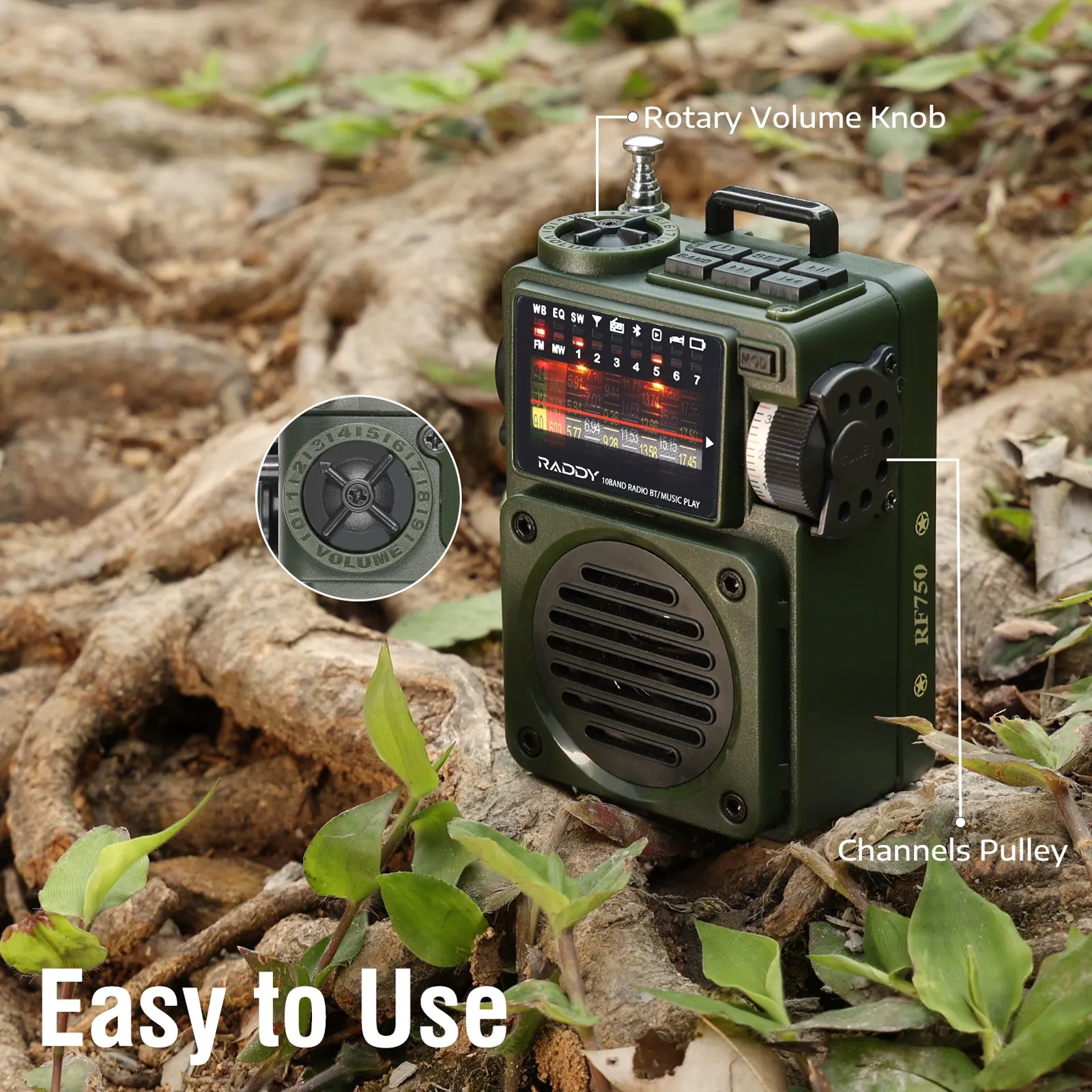 Raddy RF750 Shortwave Radio | AM/FM/SW/WB | Portable Digital Rechargeable | Bluetooth 5.0