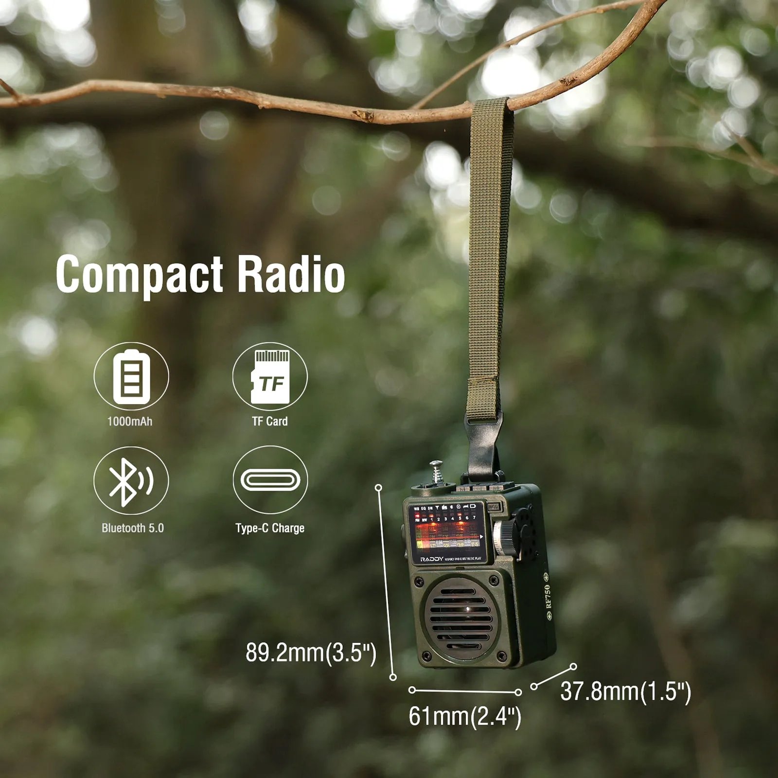 Raddy RF750 Shortwave Radio | AM/FM/SW/WB | Portable Digital Rechargeable | Bluetooth 5.0