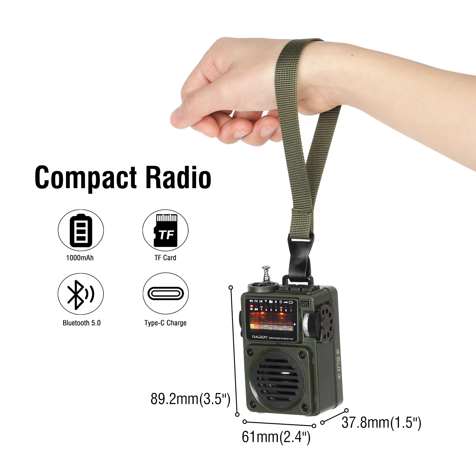 Raddy RF750 Shortwave Radio | AM/FM/SW/WB | Portable Digital Rechargeable | Bluetooth 5.0