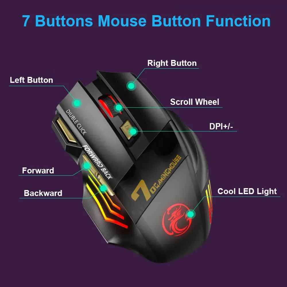 Rechargeable Wireless Mouse Bluetooth Gamer Gaming Mouse For Laptop PC