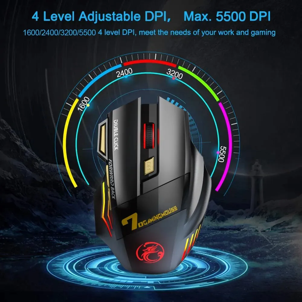 Rechargeable Wireless Mouse Bluetooth Gamer Gaming Mouse For Laptop PC