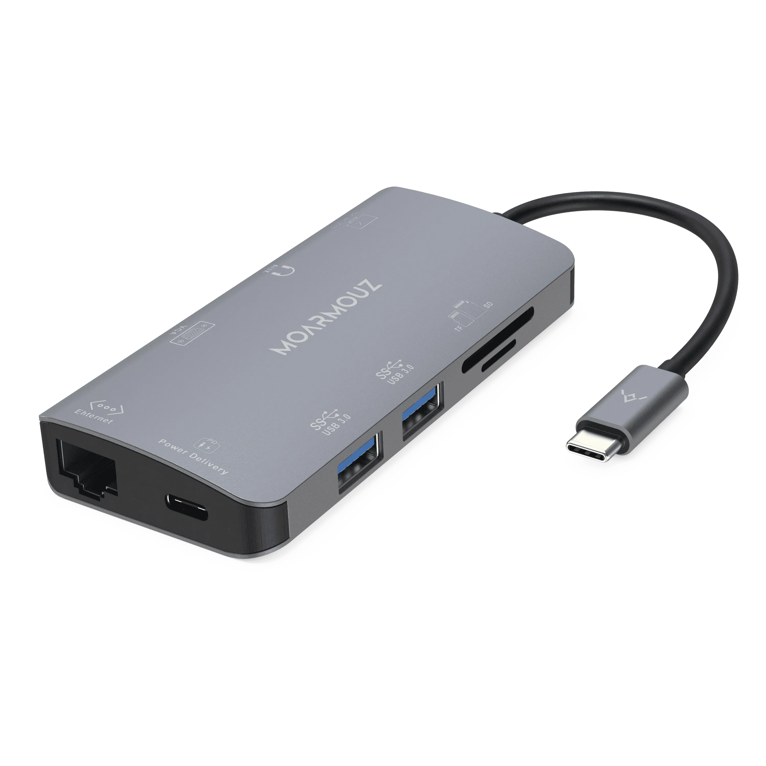 Type C (USB-C) 9 in 1 Dual Display VGA Hub