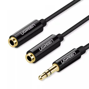 UGreen 3.5mm Male to 2 Female Audio Cable 25cm (Black) - 20816