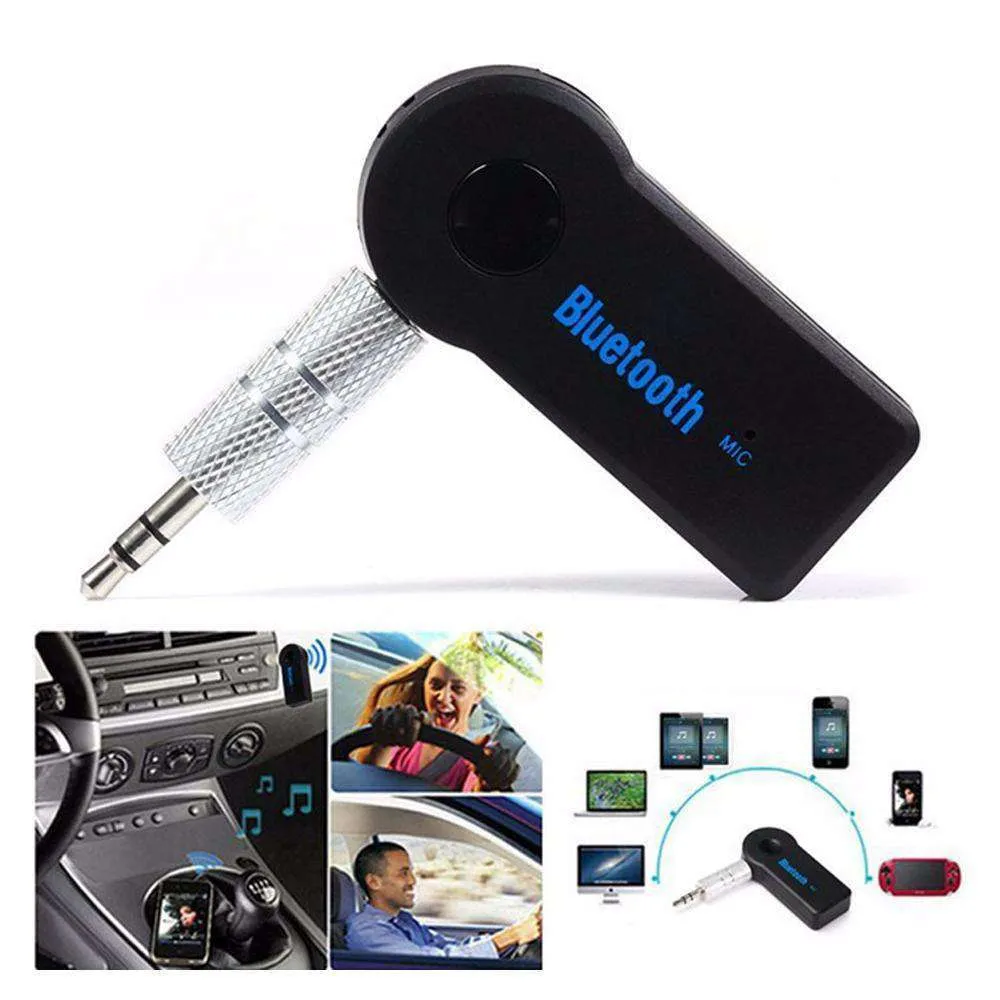 Universal 3.5mm Car A2DP Wireless Bluetooth AUX Audio Adapter Handsfree With Mic - Black